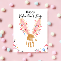 Valentine’s Day Bunny Handprint Craft | Preschool Valentine Printable Keepsake for Kids