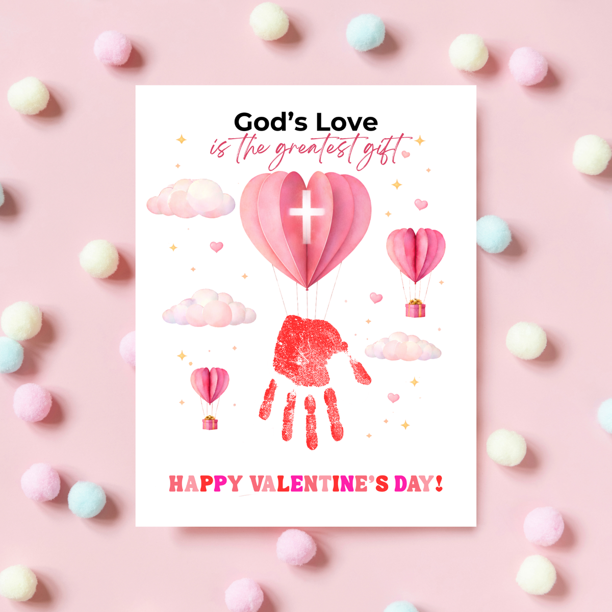 Christian Valentine Hot Air Balloon Handprint Craft | God’s Love Printable for Kids