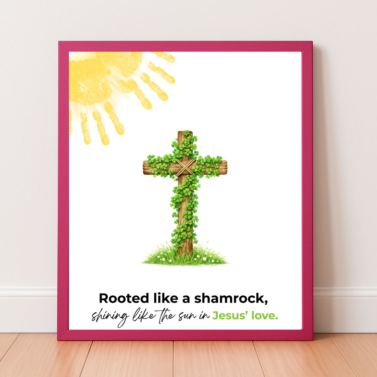 Rooted Like a Shamrock St. Patrick’s Day Handprint Craft Printable | Christian Cross Keepsake Art PDF | Faith-Based Kids Activity