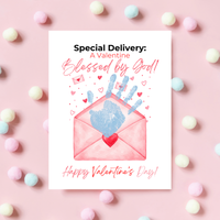 Christian Valentine Envelope Handprint Craft | Blessed by God Valentine Printable Keepsake for Kids