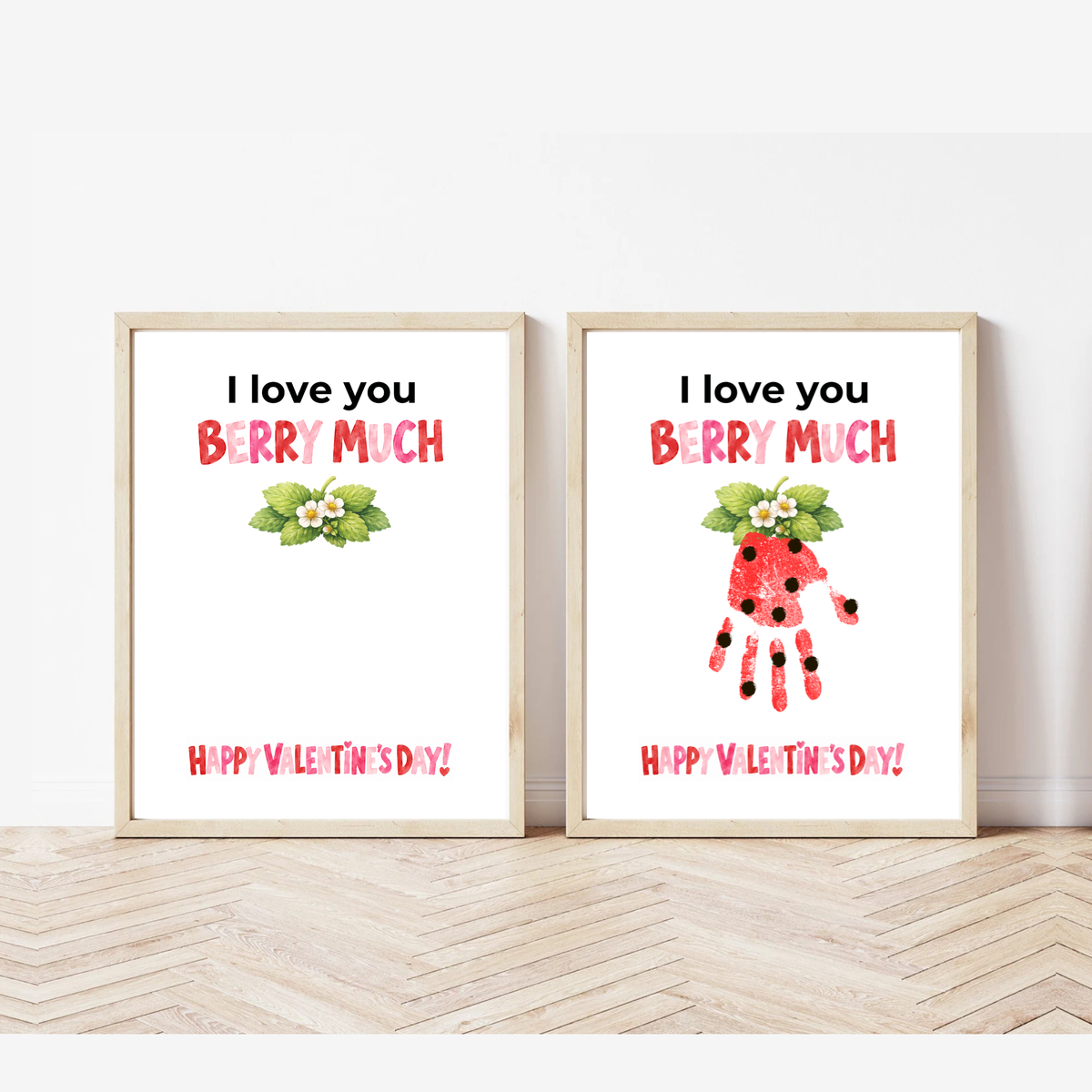 I Love You Berry Much Handprint Craft | Strawberry Valentine’s Day Printable for Kids