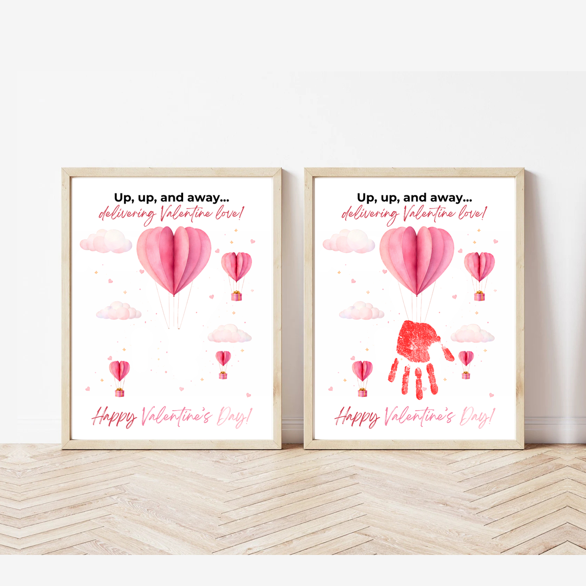 Valentine Hot Air Balloon Handprint Craft | Up Up and Away Valentine Printable for Kids
