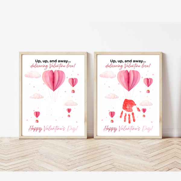 Valentine Hot Air Balloon Handprint Craft | Up Up and Away Valentine Printable for Kids