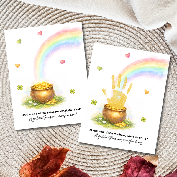 At the End of the Rainbow Handprint Craft Printable | St. Patrick’s Day Keepsake Art | Rainbow & Pot of Gold Kids Activity PDF