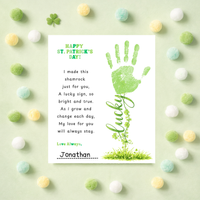 St. Patrick’s Day Handprint Craft Printable | Shamrock Poem Keepsake for Kids | Personalized St. Patrick’s Day Digital Print