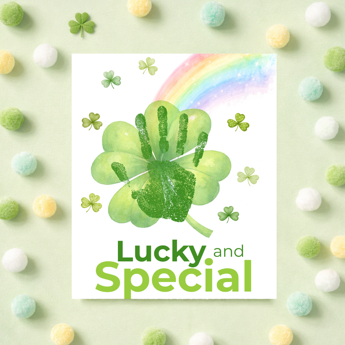 Lucky and Special St. Patrick’s Day Handprint Craft Printable | Shamrock Rainbow Keepsake Art PDF | Kids St. Patrick’s Activity