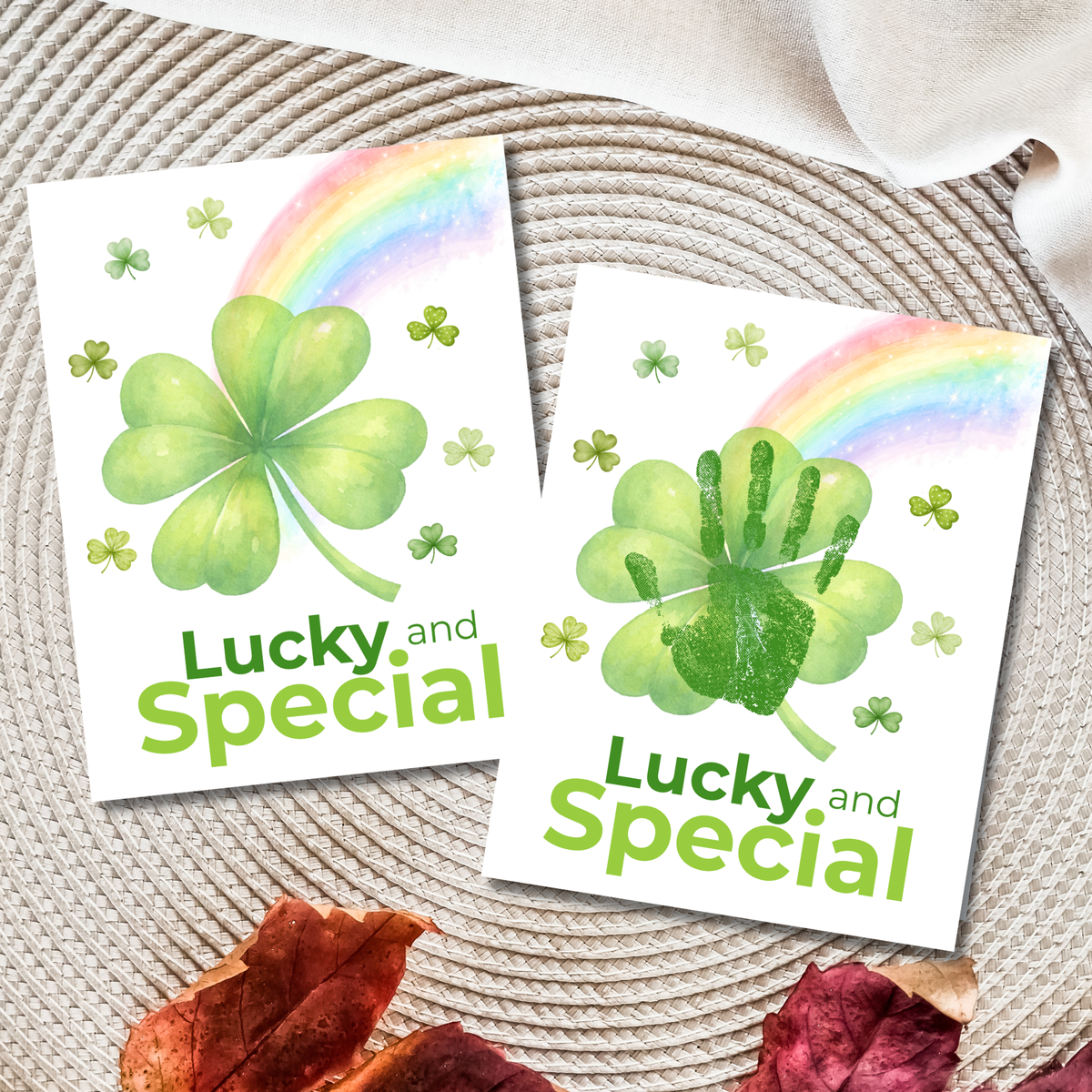 Lucky and Special St. Patrick’s Day Handprint Craft Printable | Shamrock Rainbow Keepsake Art PDF | Kids St. Patrick’s Activity