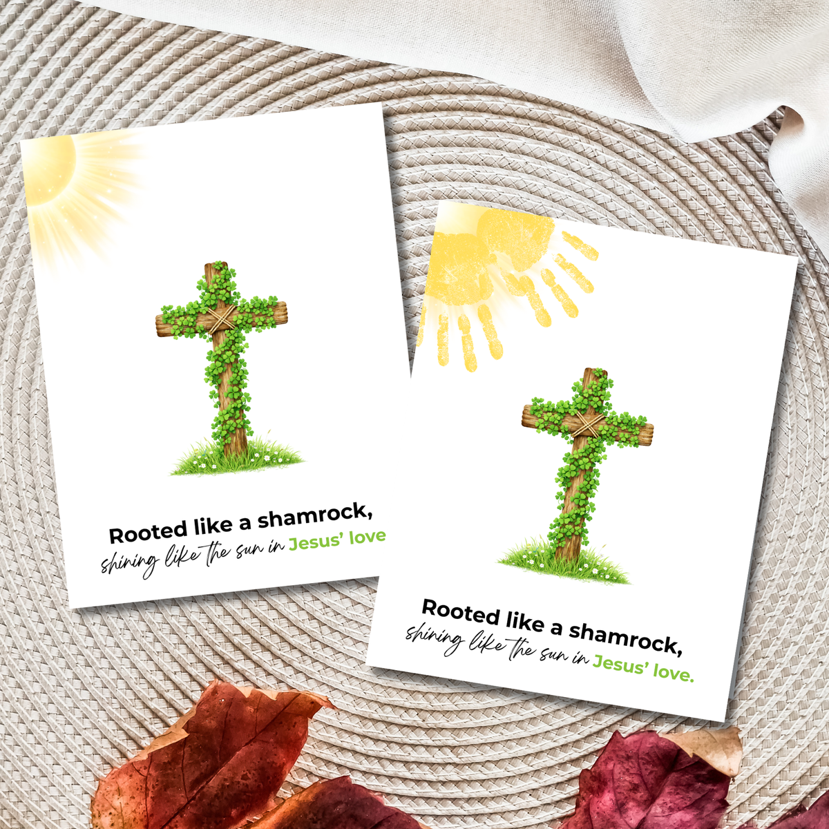 Rooted Like a Shamrock St. Patrick’s Day Handprint Craft Printable | Christian Cross Keepsake Art PDF | Faith-Based Kids Activity