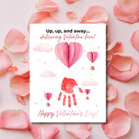 Valentine Hot Air Balloon Handprint Craft | Up Up and Away Valentine Printable for Kids