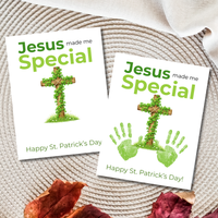 Jesus Made Me Special St. Patrick’s Day Handprint Craft Printable | Christian Shamrock Cross Keepsake Art PDF | Faith-Based Kids Activity