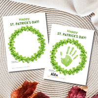 St. Patrick’s Day Handprint Craft Printable | Shamrock Wreath Keepsake Art for Kids | Personalized St. Patrick’s Day Activity PDF