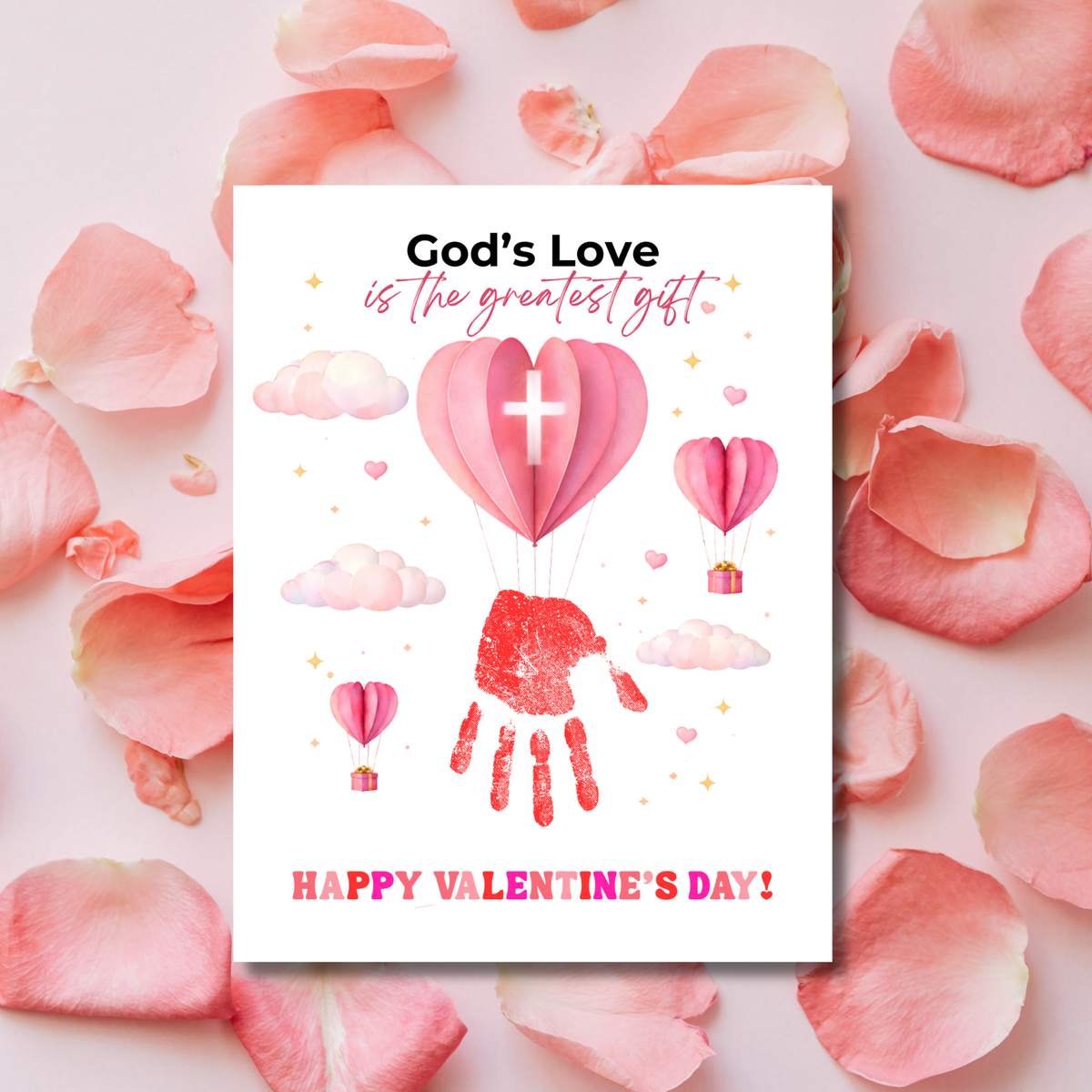 Christian Valentine Hot Air Balloon Handprint Craft | God’s Love Printable for Kids