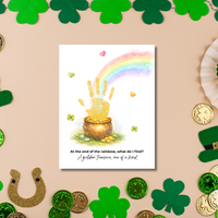 At the End of the Rainbow Handprint Craft Printable | St. Patrick’s Day Keepsake Art | Rainbow & Pot of Gold Kids Activity PDF