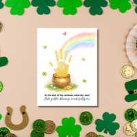 At the End of the Rainbow Handprint Craft Printable | Christian St. Patrick’s Day Keepsake Art | Faith-Based Kids Activity PDF