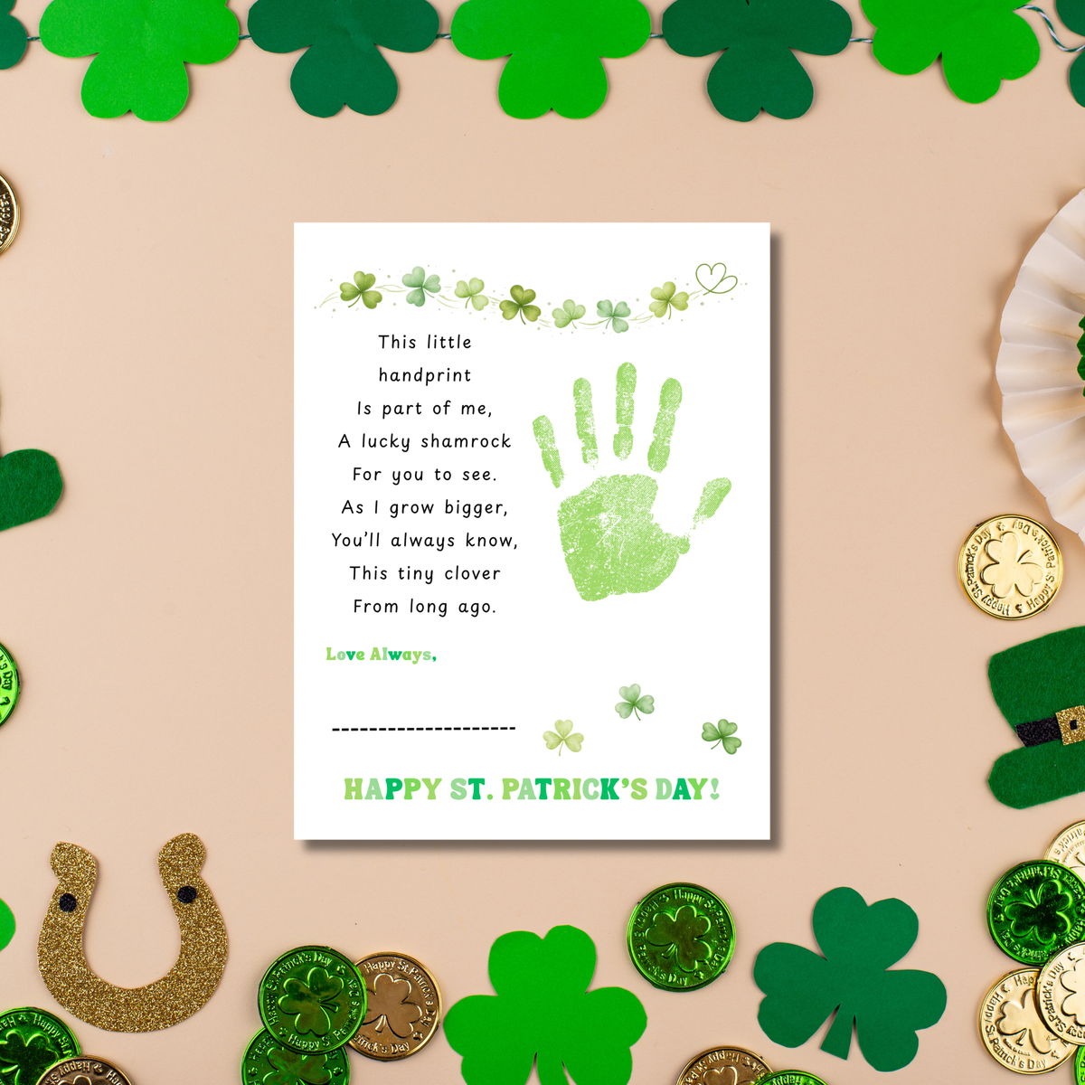 Lucky Shamrock Handprint Poem Printable | St. Patrick’s Day Keepsake Art | Kids Handprint Craft PD