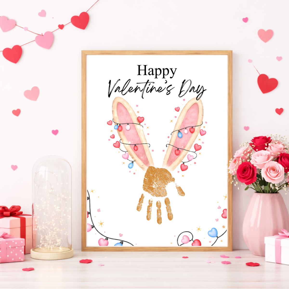 Valentine’s Day Bunny Handprint Craft | Preschool Valentine Printable Keepsake for Kids