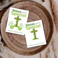 Jesus Made Me Special St. Patrick’s Day Handprint Craft Printable | Christian Shamrock Cross Keepsake Art PDF | Faith-Based Kids Activity