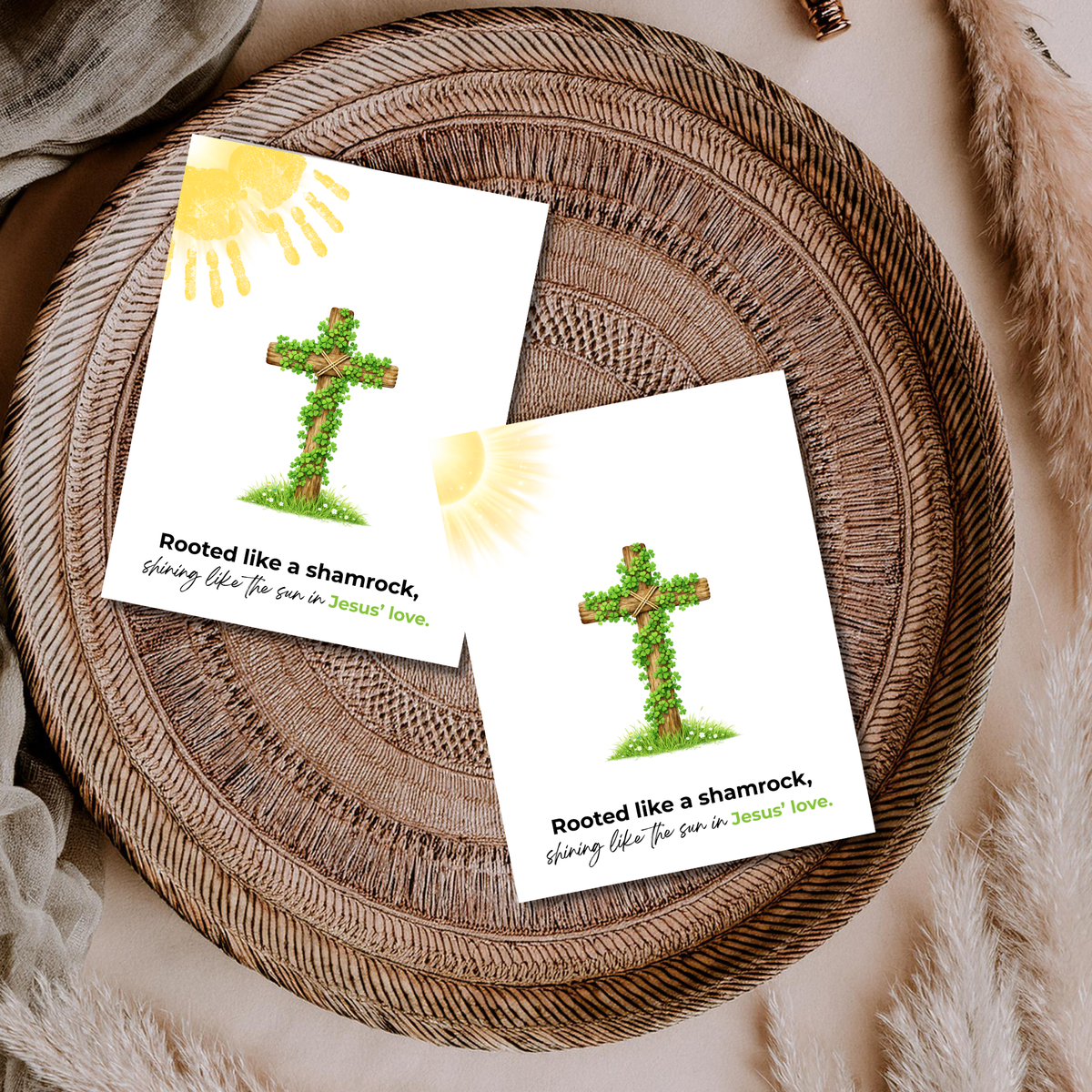 Rooted Like a Shamrock St. Patrick’s Day Handprint Craft Printable | Christian Cross Keepsake Art PDF | Faith-Based Kids Activity