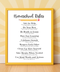 Homeschool Rules Poster | Learning Expectations Chart for Kids | Classroom Behavior Guide | Educational Wall Art for Home or School