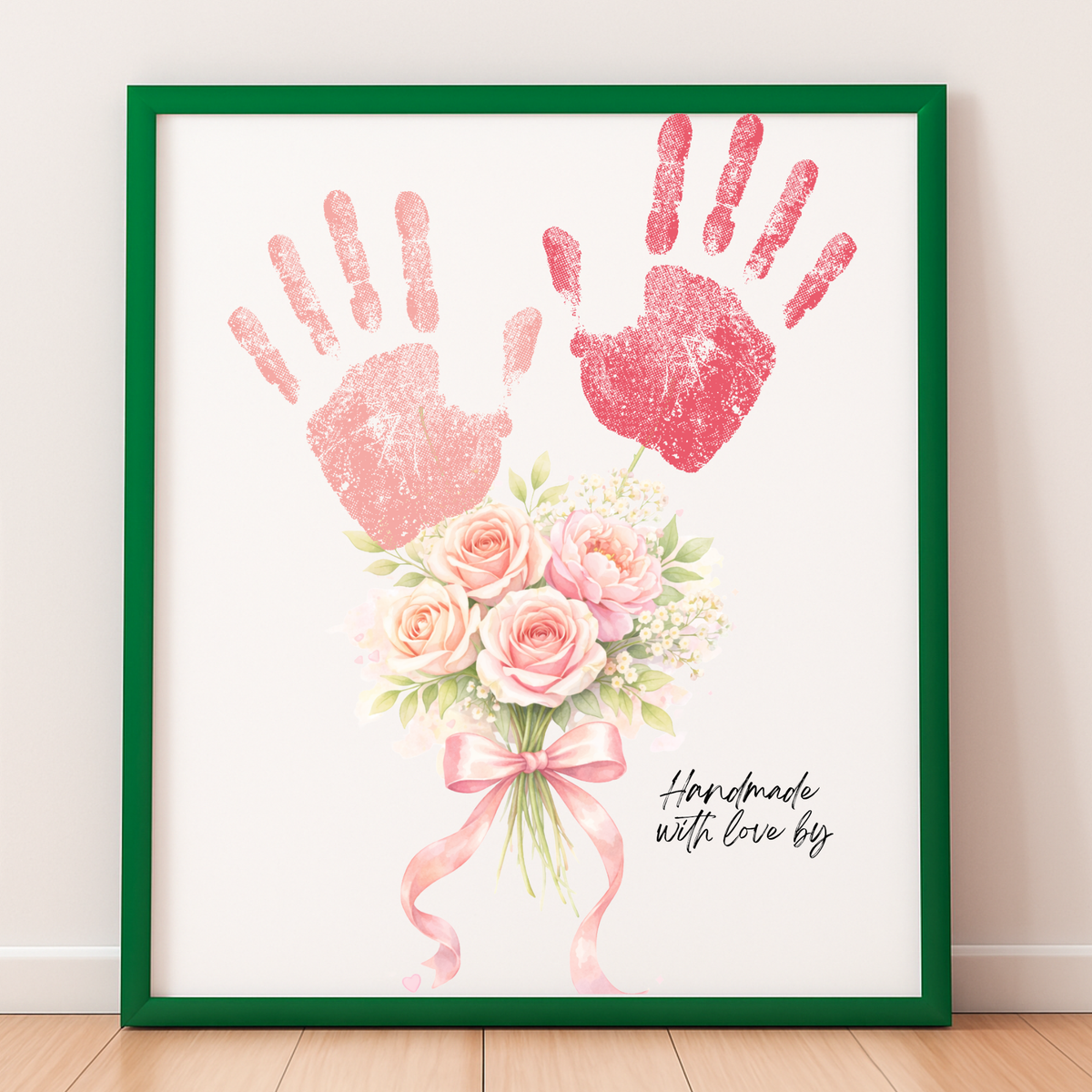 Floral Handprint Printable Gift for Her | Mother’s Day, Grandma, Teacher Appreciation, Birthday Keepsake | Handmade with Love Art