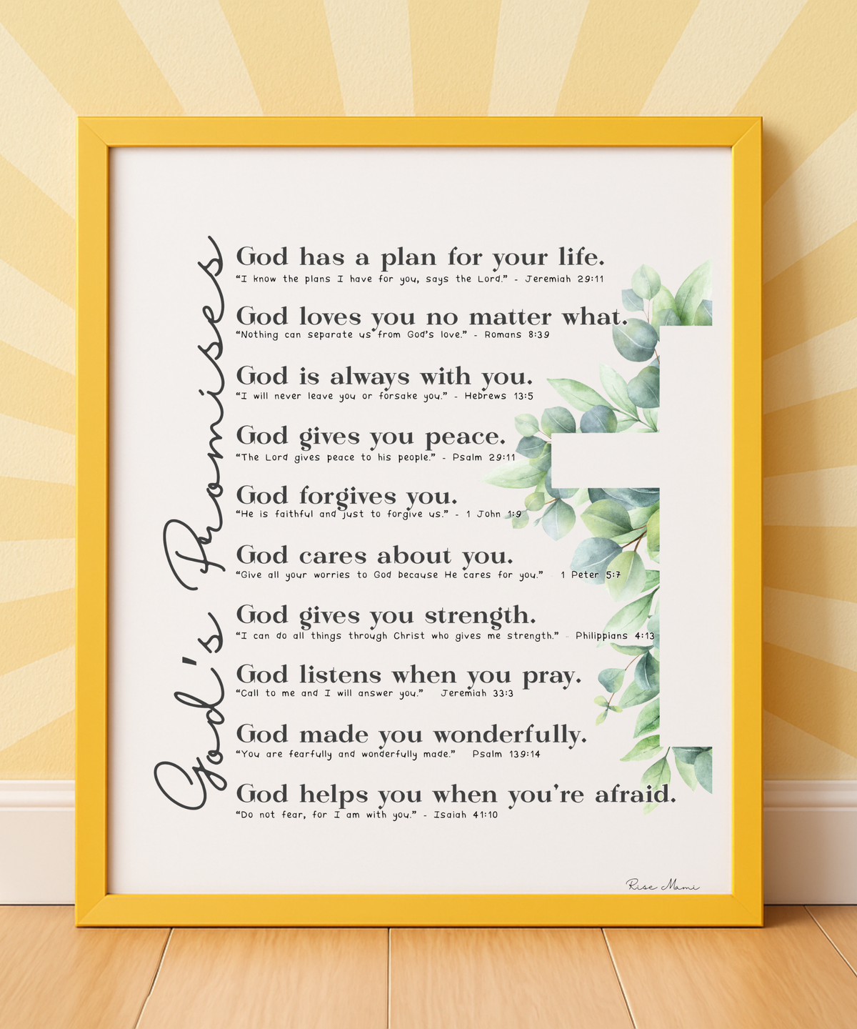 God’s Promises Poster | Christian Wall Art for Kids | Faith-Based Affirmations Print | Scripture Inspired Nursery & Homeschool Decor