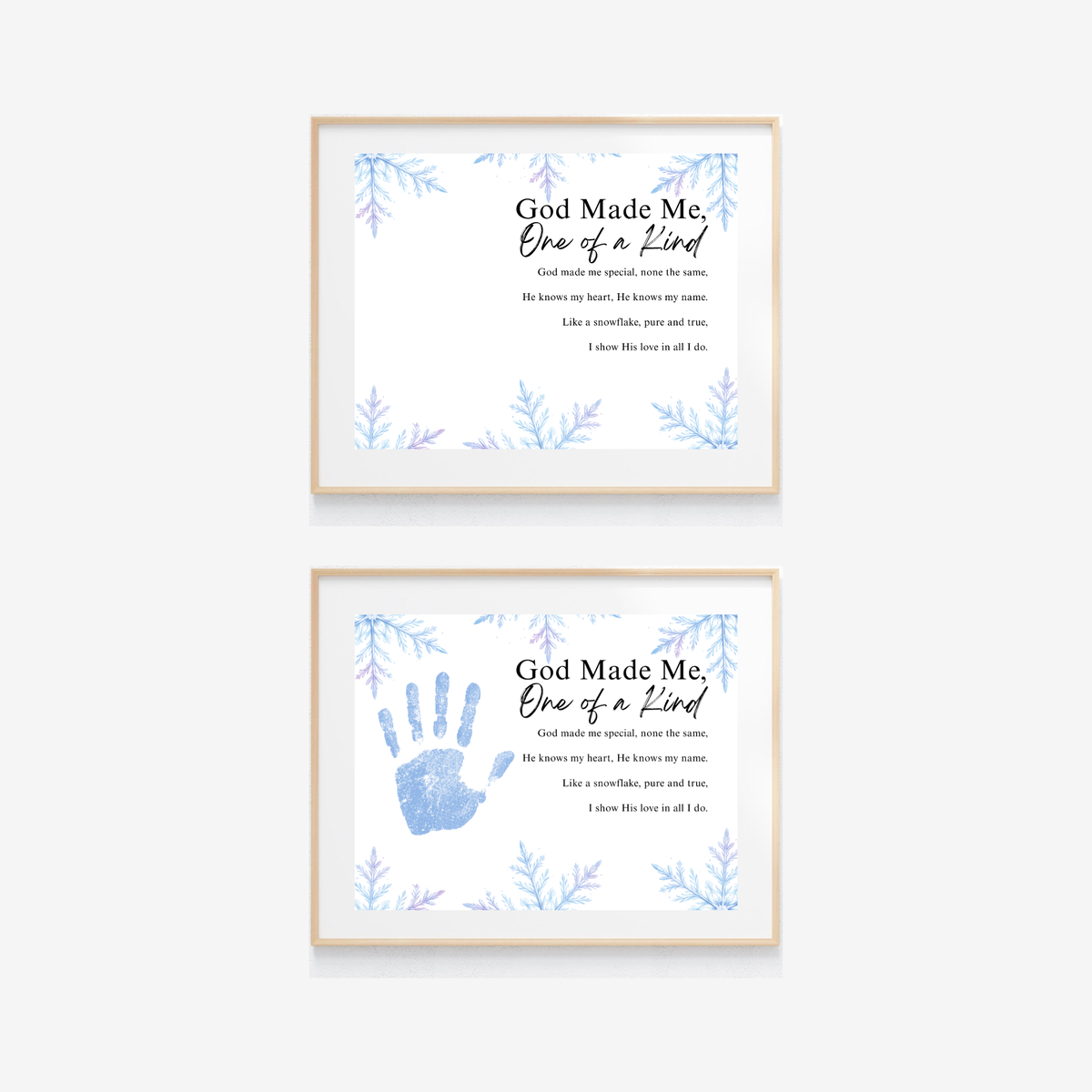 Winter Faith-Based Handprint Craft Printable | “God Made Me One of a Kind” Snowflake Keepsake | Christian Winter Art PDF