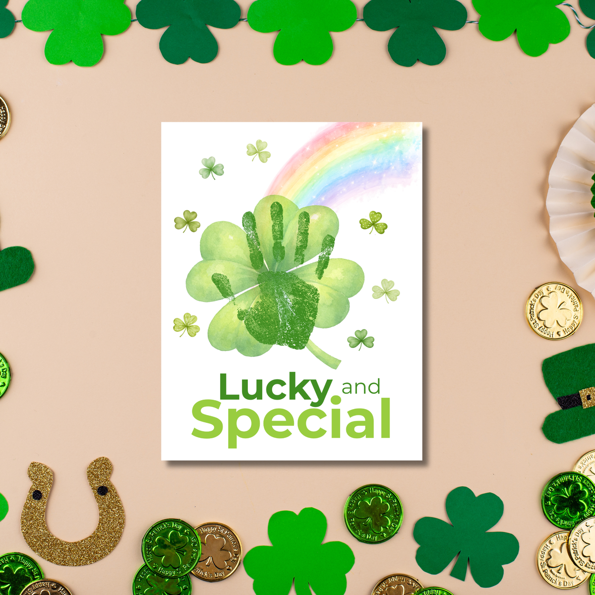 Lucky and Special St. Patrick’s Day Handprint Craft Printable | Shamrock Rainbow Keepsake Art PDF | Kids St. Patrick’s Activity