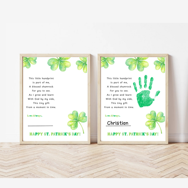 Christian This Little Handprint Blessed Shamrock Poem St. Patrick’s Day Handprint Craft Printable | Christian Clover Keepsake Art PDF | Faith-Based Kids Activity