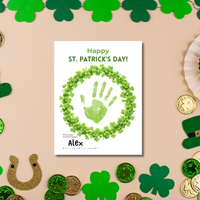 St. Patrick’s Day Handprint Craft Printable | Shamrock Wreath Keepsake Art for Kids | Personalized St. Patrick’s Day Activity PDF
