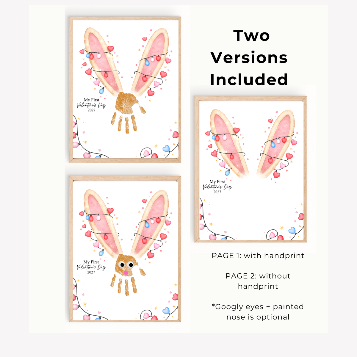 My First Valentine’s Day 2027 Bunny Handprint Craft for Baby | First Valentine Keepsake Printable
