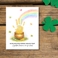 At the End of the Rainbow Handprint Craft Printable | St. Patrick’s Day Keepsake Art | Rainbow & Pot of Gold Kids Activity PDF
