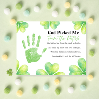 God Picked Me From the Patch Poem St. Patrick’s Day Handprint Craft Printable | Christian Shamrock Keepsake Art PDF | Faith-Based Kids Activity