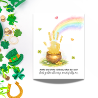 At the End of the Rainbow Handprint Craft Printable | Christian St. Patrick’s Day Keepsake Art | Faith-Based Kids Activity PDF