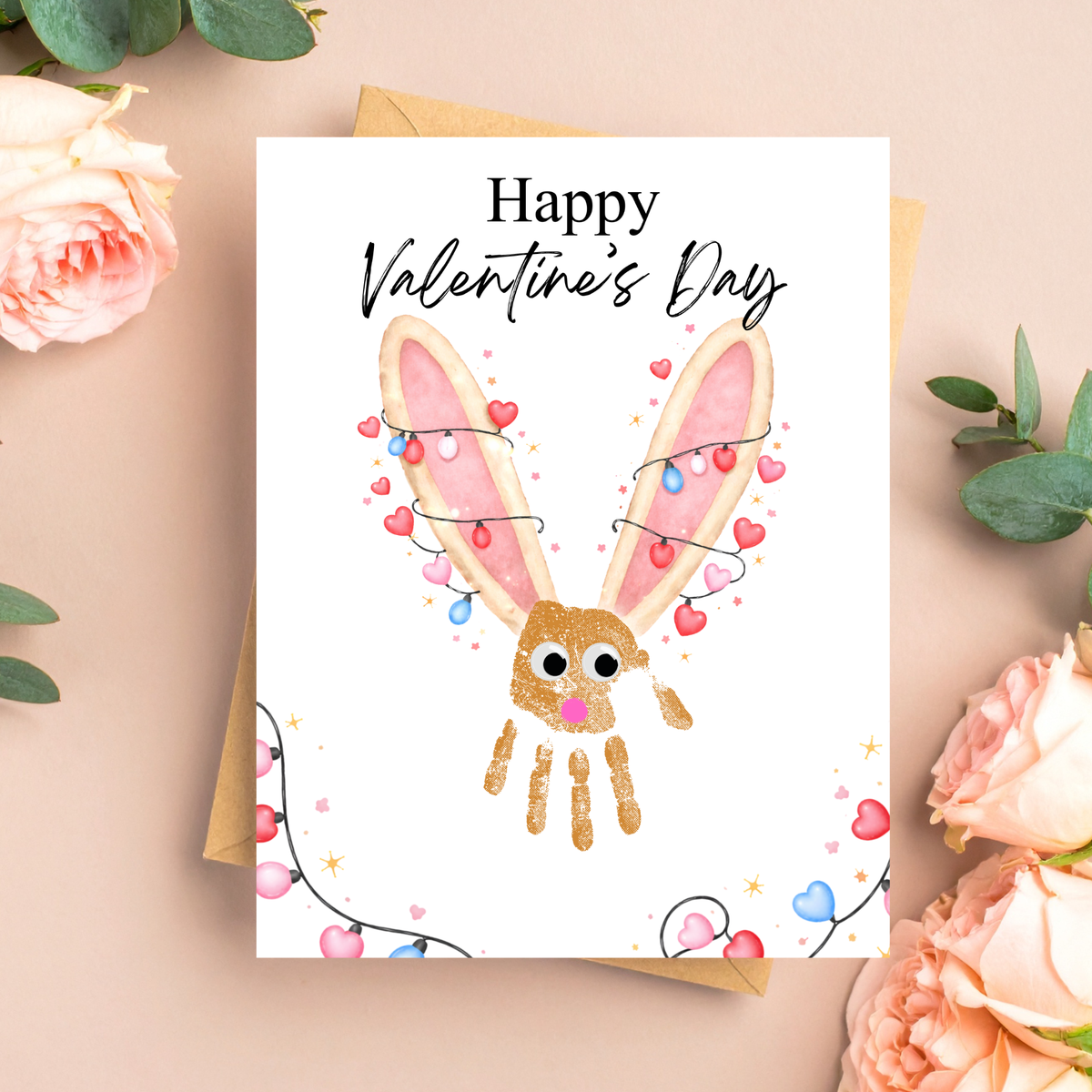 Valentine’s Day Bunny Handprint Craft | Preschool Valentine Printable Keepsake for Kids