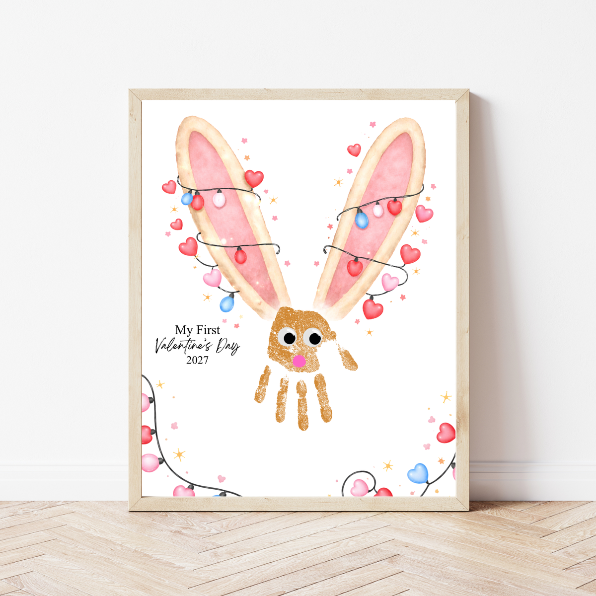 My First Valentine’s Day 2027 Bunny Handprint Craft for Baby | First Valentine Keepsake Printable