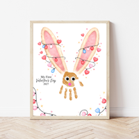 My First Valentine’s Day 2027 Bunny Handprint Craft for Baby | First Valentine Keepsake Printable