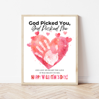 Christian Valentine Handprint Craft for Kids | God Picked You God Picked Me Valentine Keepsake  Description