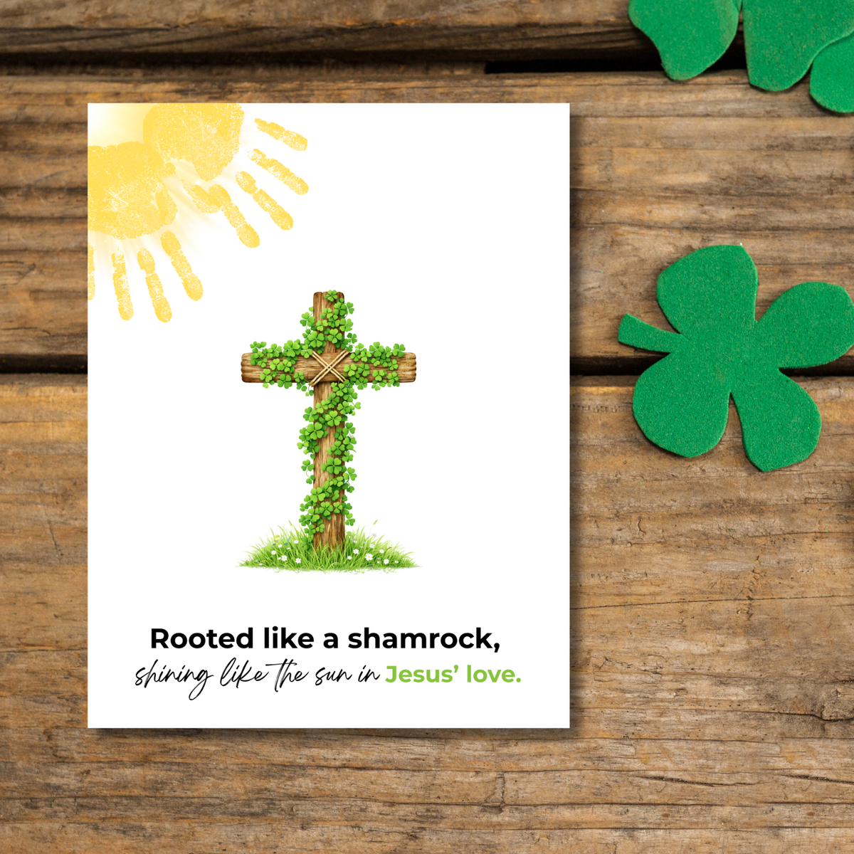 Rooted Like a Shamrock St. Patrick’s Day Handprint Craft Printable | Christian Cross Keepsake Art PDF | Faith-Based Kids Activity