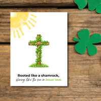 Rooted Like a Shamrock St. Patrick’s Day Handprint Craft Printable | Christian Cross Keepsake Art PDF | Faith-Based Kids Activity