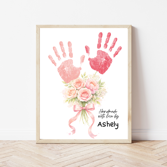 Rose Bouquet Handprint Craft for Kids | Valentine’s Day, Mother’s Day & Birthday Handmade With Love Keepsake
