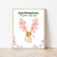 Christian Valentine Bunny Handprint Craft for Kids | God Picked Me Printable | Preschool Faith Valentine Keepsake
