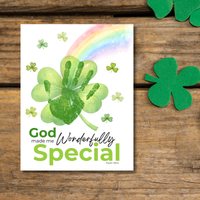 God Made Me Wonderfully Special St. Patrick’s Day Handprint Craft Printable | Christian Shamrock Keepsake Art PDF | Faith-Based Kids Activity