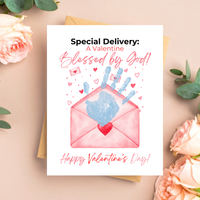 Christian Valentine Envelope Handprint Craft | Blessed by God Valentine Printable Keepsake for Kids