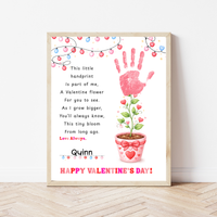 Valentine’s Day Handprint Craft Printable for Kids | Keepsake Art | Valentine Flower Design