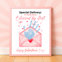 Christian Valentine Envelope Handprint Craft | Blessed by God Valentine Printable Keepsake for Kids