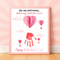 Valentine Hot Air Balloon Handprint Craft | Up Up and Away Valentine Printable for Kids