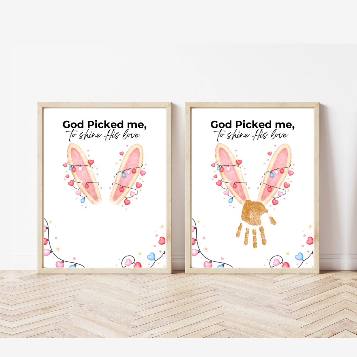 Christian Valentine Bunny Handprint Craft for Kids | God Picked Me Printable | Preschool Faith Valentine Keepsake