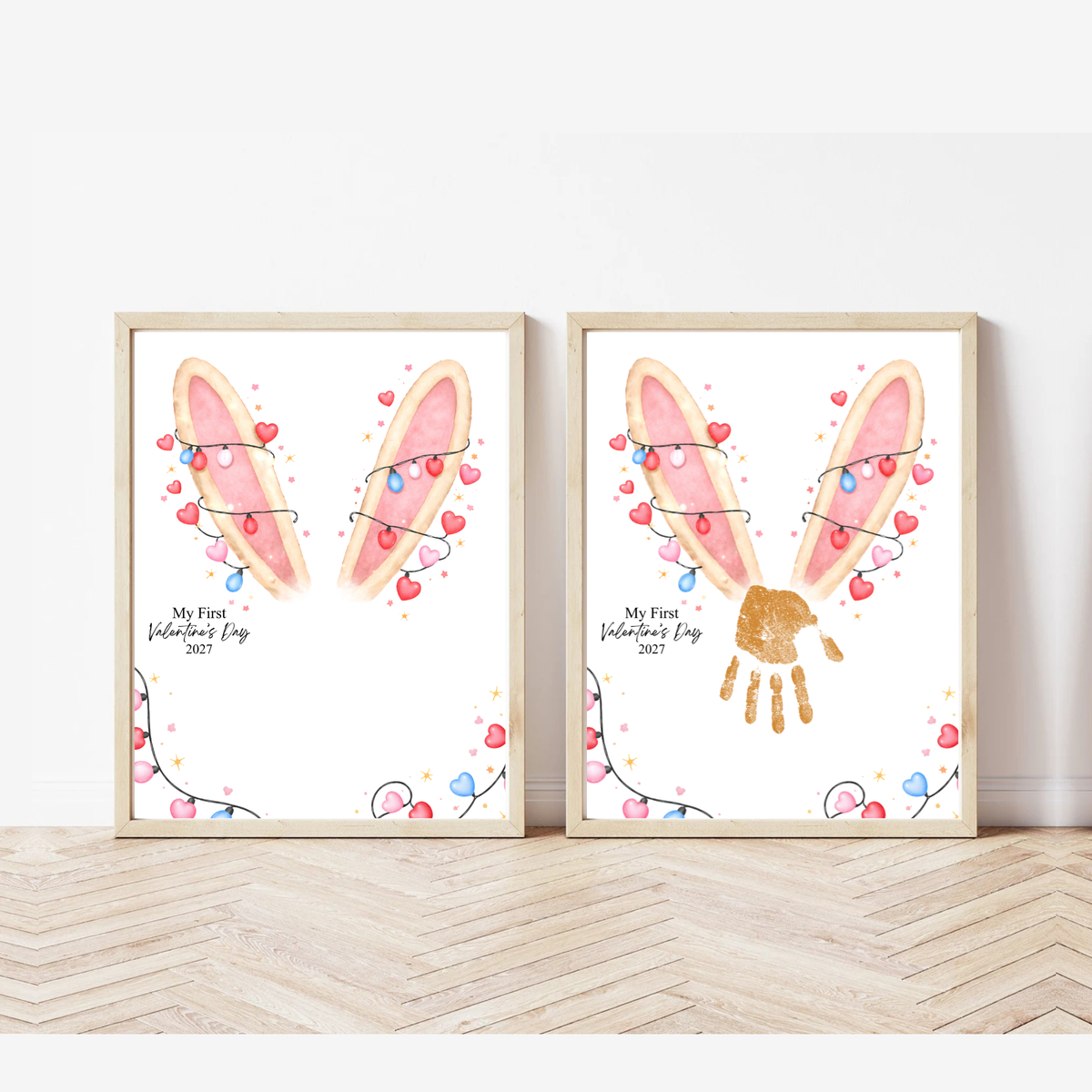 My First Valentine’s Day 2027 Bunny Handprint Craft for Baby | First Valentine Keepsake Printable