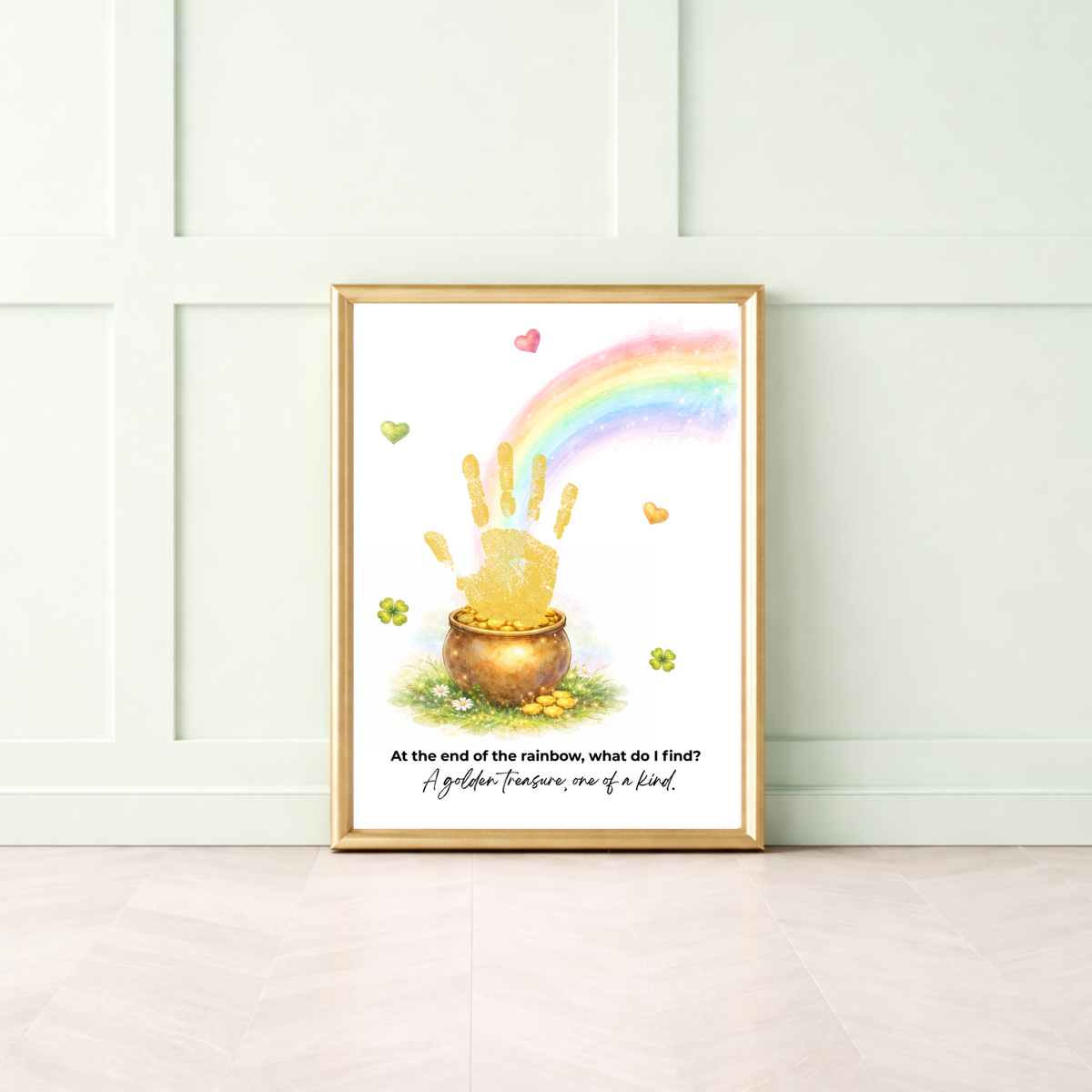 At the End of the Rainbow Handprint Craft Printable | St. Patrick’s Day Keepsake Art | Rainbow & Pot of Gold Kids Activity PDF