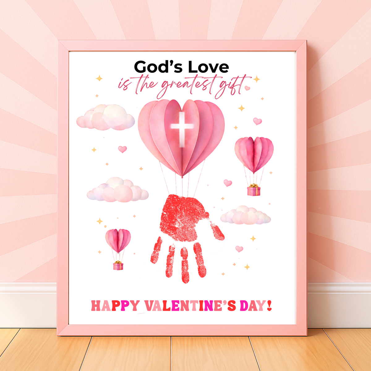 Christian Valentine Hot Air Balloon Handprint Craft | God’s Love Printable for Kids